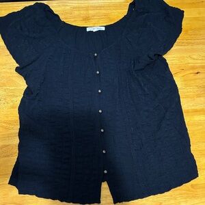 Rewind Navy Button-Up Women's Blouse